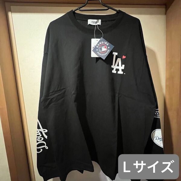 ラス1在庫【別注】MLB公式 ドジャース スリーブハートロゴプリントロンT 長袖 カットソー トップス Lサイズ