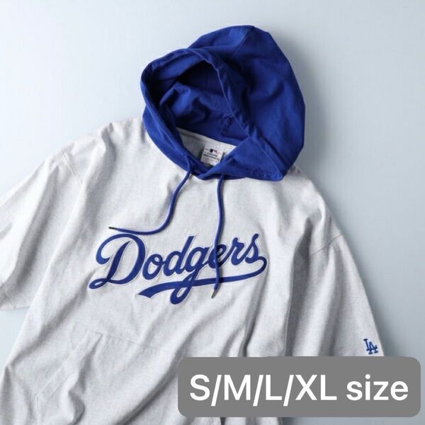 MLB公式 ドジャース チームプリント ビッグシルエットT パーカー トップス S/M/L/XLサイズ
