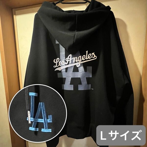 MLB公式 ドジャース Dodgers刺繍ロゴ入り スウェット フーディーパーカー Lサイズ