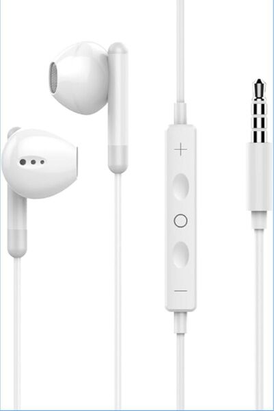 有線イヤホン3.5mmジャック マイク付き 新品未使用ホワイト