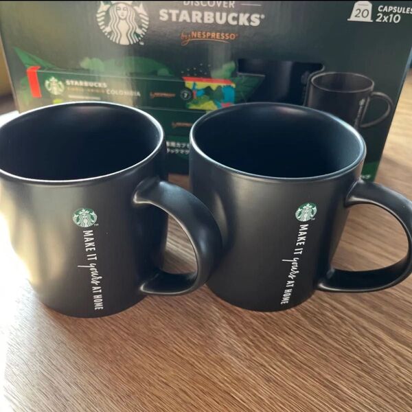 新品 スターバックス マグカップ ブラック STARBUCKS 陶器製 黒 ペア