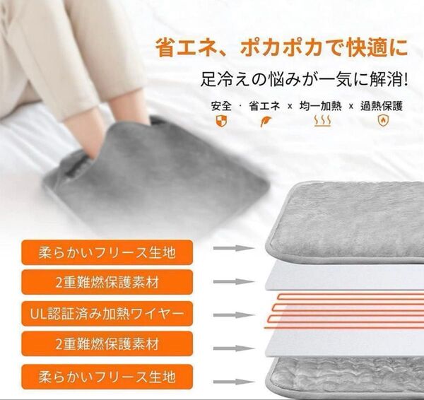 電気足温器 手足冷え症対策 フットウォーマー 速暖 省エネ 足元ヒーター PSE