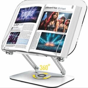 アクリル製ブックスタンド 書見台 読書 角度調整 360°回転 透明 折りたたみ
