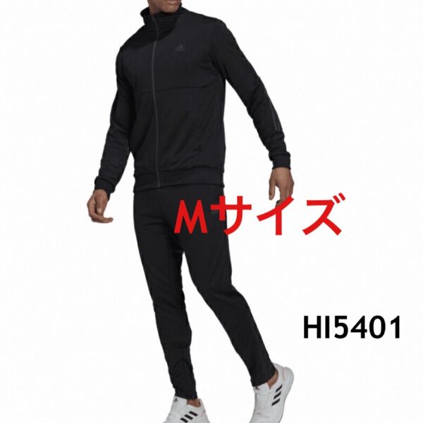 アディダス メンズ ジャージ 上下セット スリム ジップ トラックスーツ KC613 スポーツウェア M ブラック HI5401