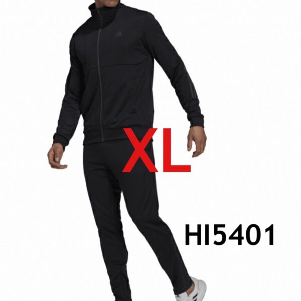 アディダス メンズ ジャージ 上下セット スリム ジップ トラックスーツ KC613 スポーツウェア XL ブラック HI5401