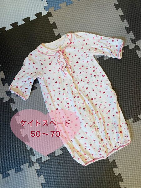 ケイトスペード ツーウェイ ドレスオール 花柄 50 60 70 長袖 女の子 可愛い ロンパース カバーオール ピンク