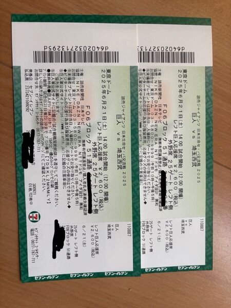 6月21日 巨人 東京ドーム 西武ライオンズ チケット 東京ドーム
