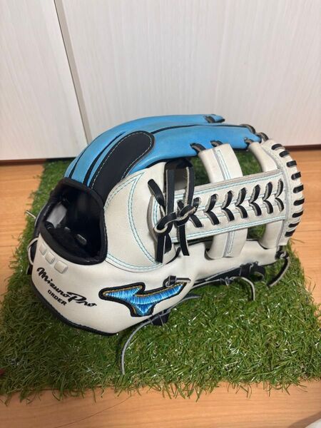 日本製 波賀ジャパン ミズノプロ ダイバーシティブルー 内野手用 野球 軟式 グラブ グローブ ミズノ