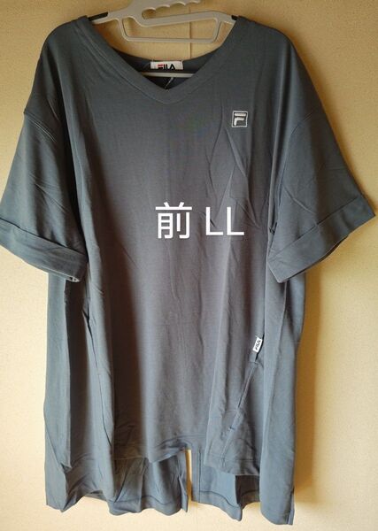 FILA VネックロングTシャツ ブルーグレー LL