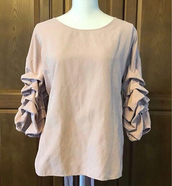 ブラウス トップス マタニティ チュニック プルオーバー Lサイズ 授乳 ピンク ピンクベージュ No.32