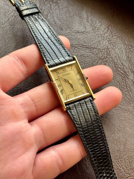 CITIZEN タンク ローマン文字盤 シャンパンゴールド 手巻き 稼働品 美品