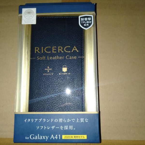 ELECOM SC-41A SCV48 Galaxy A41 ソフトレザーケース 手帳型 ロイヤルネイビー