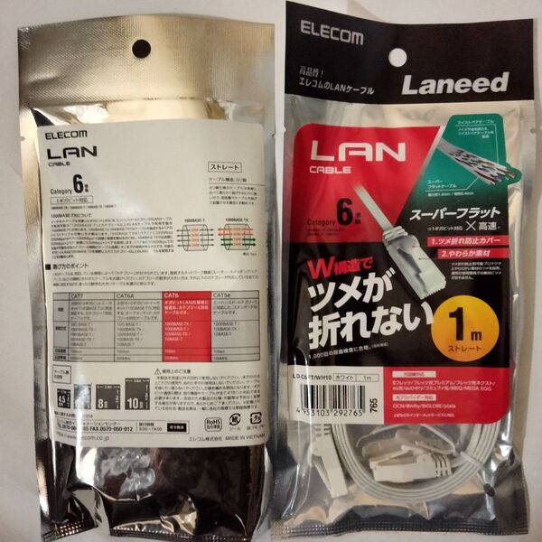 ELECOM 1m長 ツメ折れ防止スーパーフラットLANケーブルCat6準拠 ホワイト 通常の使用環境では絶対にツメが折れない!