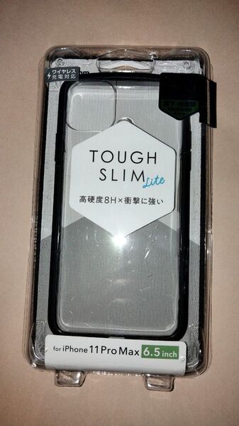 iPhone 11 Pro Max TOUGH SLIM LITE/フレームカラーブラック 側面弾力性TPU 背面高硬度8Hポリカ