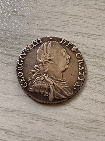 イギリス 1787年 シリング銀貨 ジョージ3世 アンティークコイン