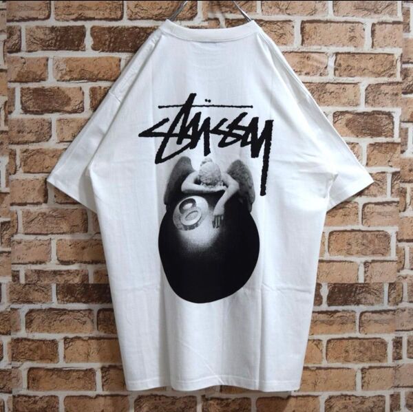 【ステューシー】正規・新品タグ 8ボール&天使 白 L Tシャツ