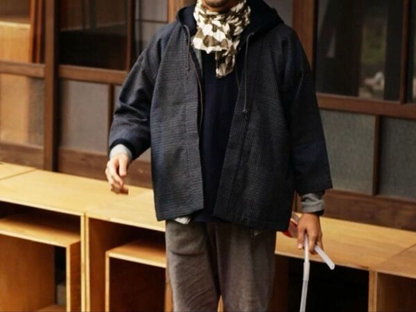 新品タグ付き 都鳥羽織り 宮田織物 ユニセックスオールシーズン 洋 和 上品 綿100% 紺色 日本製 F