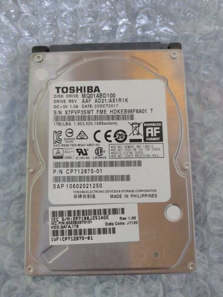 TOSHIBA HDD 1TB SATA 2.5インチ