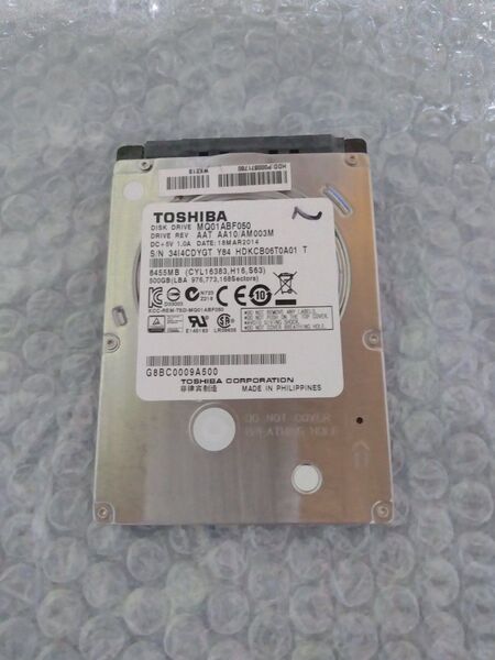 TOSHIBA HDD 500GB SATA 2.5インチ