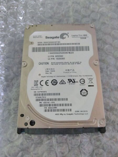 Segate HDD 500GB SATA 2.5インチ ST500LT012 使用時間:1154h