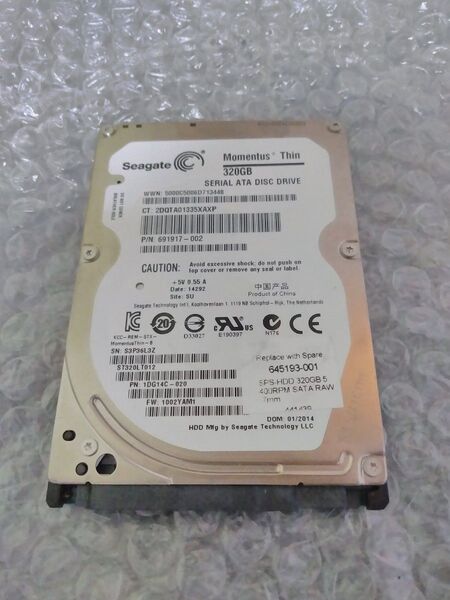 Segate HDD 320GB SATA 2.5インチ ST320LT012