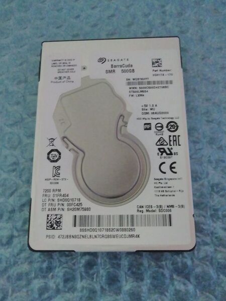 Segate HDD 500GB SATA 2.5インチ ST500M034 使用時間:6802h 7200RPM