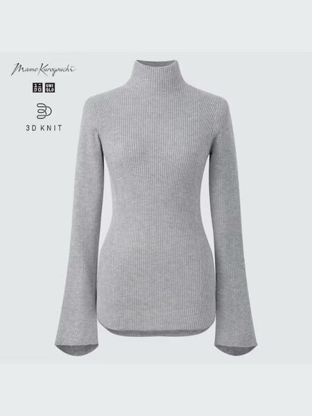Uniqlo and Mame Kurogouchi 3Dリブハイネックセーター(長袖)カラー: 04 GRAY
