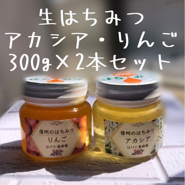 アカシア りんご 生はちみつ 300g 2本セット 国産 蜂蜜 【生産者直送】