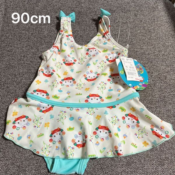 いないいないばあっ! わんわん ぽぅぽ 水着 ワンピース水着 90cm 女の子ワンピース水着 女児水着 リボン 新品