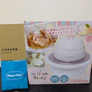アイスクリームセット COPPERアイススプーン(牧場しぼり)アイスクリームメーカー(ミント色)ハーゲンダッツ オリジナル缶バッジ