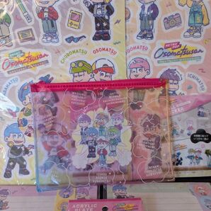 おそ松さんグッズ7個セット ステッカー2枚 クリアフリーケース1個 レターセット2個 アクリルプレート2個
