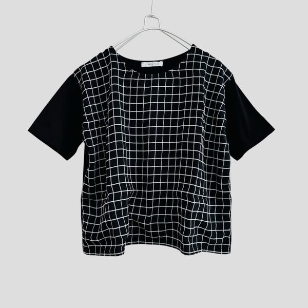 LOWRYS FARM 異素材カットソー 半袖トップス 半袖Tシャツ 半袖 Tシャツ 半袖プルオーバー トップス ブラック