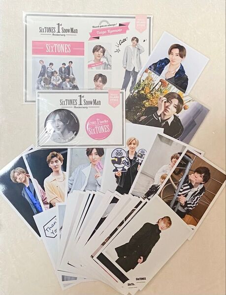 sixtones 京本大我 ステッカー 缶バッジ 、Feel da CITYフォトセット、公式写真45枚 スクエア1枚