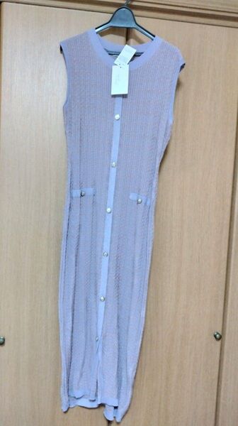 ロングノースリーブワンピース 新品未使用 パープル タグ付き