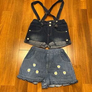 子供用デニムショートパンツ 2枚セット