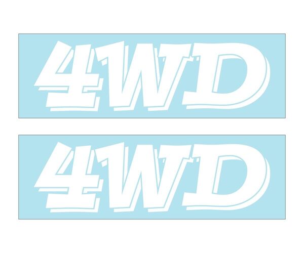 4WD カッティングステッカー W140mm 白色 2枚組