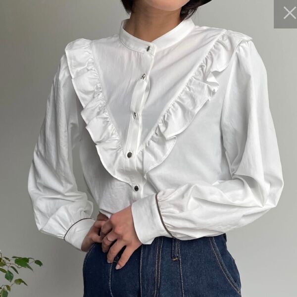 新品 OLIVEdes OLIVE フリル ハイネック ブラウス ホワイト