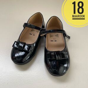 美品 maarook リボン バレエシューズ フォーマルシューズ 18cm 黒 ブラック