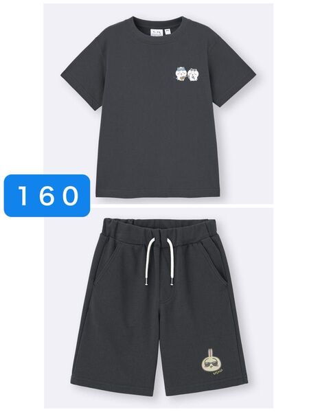 ちいかわ 160 セットアップ グラフィックT スウェットハーフパンツ CHIIKAWA gu ハチワレ うさぎ Tシャツ 半袖