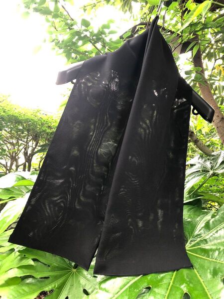 ハンドメイド 着物リメイク 紗 絽 透かし模様のストール ブラック 粋 時代物 アンティーク ビンテージ