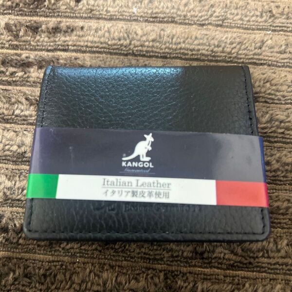 KANGOL 新品未使用 二つ折り財布 イタリアンレザー ブラック