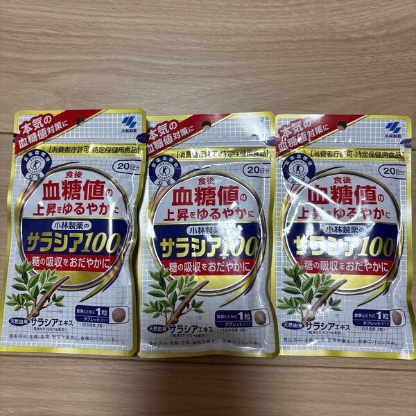 小林製薬 サラシア 20日分 60粒 サプリメント×3袋セット送料無料