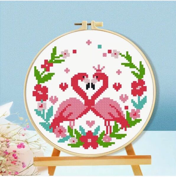 クロスステッチキット クロスステッチ 刺しゅう 刺繍キット 刺繍作成キット 手芸 初心者 フラミンゴ お花 フラワー