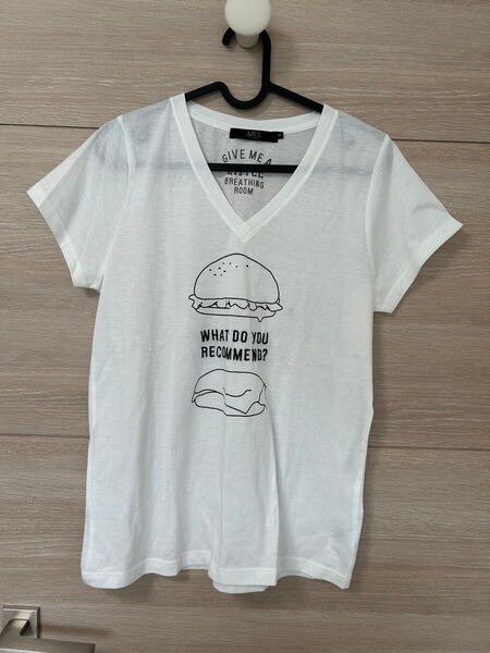 AZUL by moussy ハンバーガー柄Tシャツ Mサイズ ホワイト