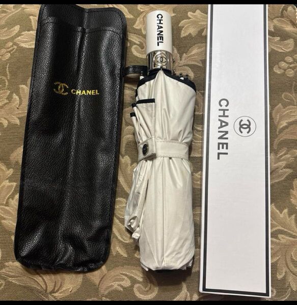 シャネル CHANEL 晴雨兼用 折り畳み傘 自動開閉 ノベルティ 折りたたみ傘 日傘 雨傘