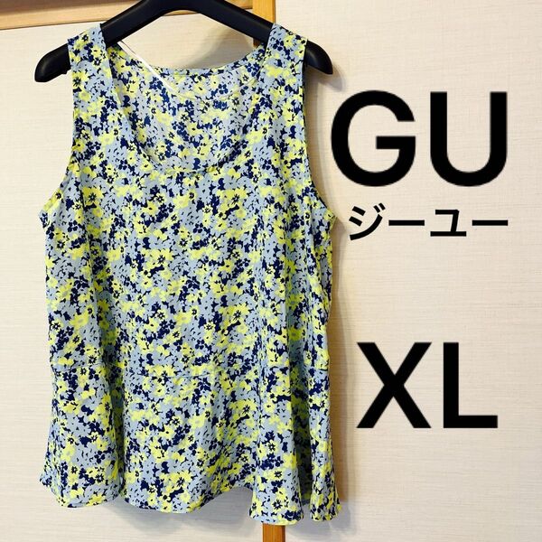 GU ジーユー 花柄ノースリーブカットソー XL LL 13号 トップス 可愛い ブラウス 素敵 大きいサイズ プチプラ