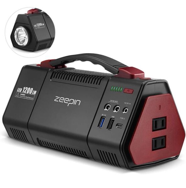 ポータブル電源 蓄電池 非常用電源 42000mA LEDライト付 1200LM