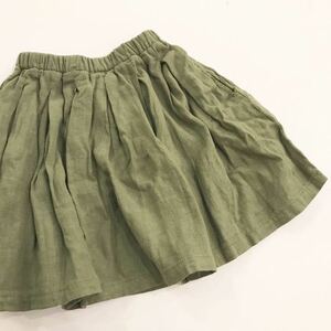 [ new goods unused ]Ocean&Ground Ocean and ground flair skirt linen flax khaki Kids 110cm skirt green 