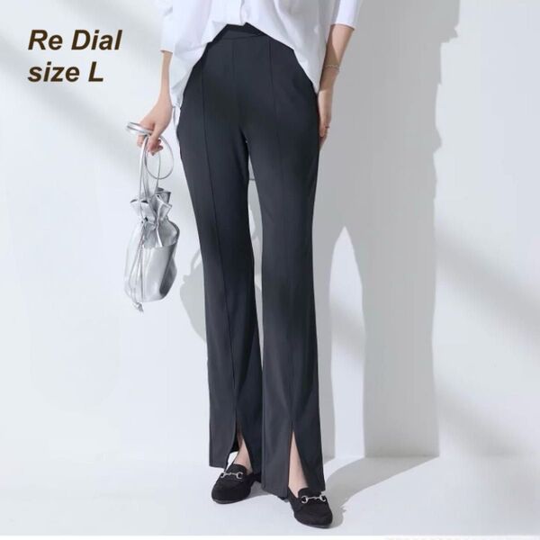 タグ付き未使用 リダイアル ReDial フレアパンツ ブーツカット 抜け感パンツ スリット 股下68 黒 ブラック サイズL