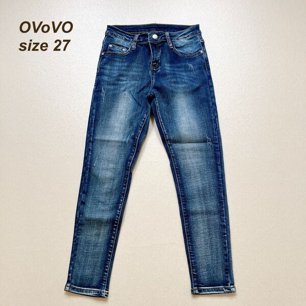 オーヴォ OVoVO デニムパンツ スキニーパンツ ジーパン ジーンズ サイズ27 ダメージ加工 ストレッチ レディース